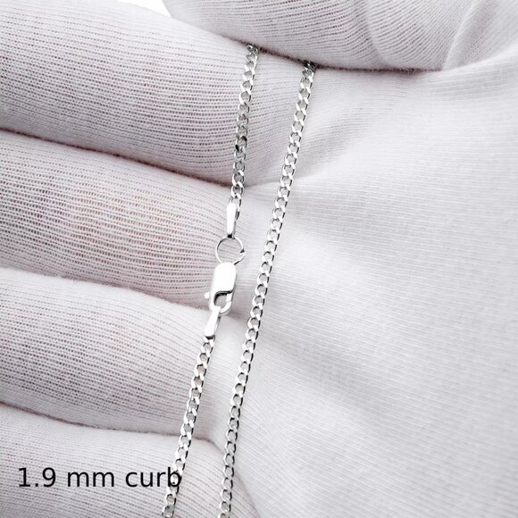 925 Sterling Silver Curb Necklace Chain In Various Lengths With A Gift Bag - Picture 7 of 11